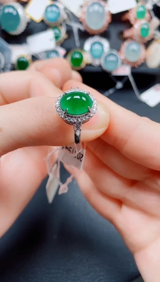 银S925镶嵌戒指翡翠翡翠