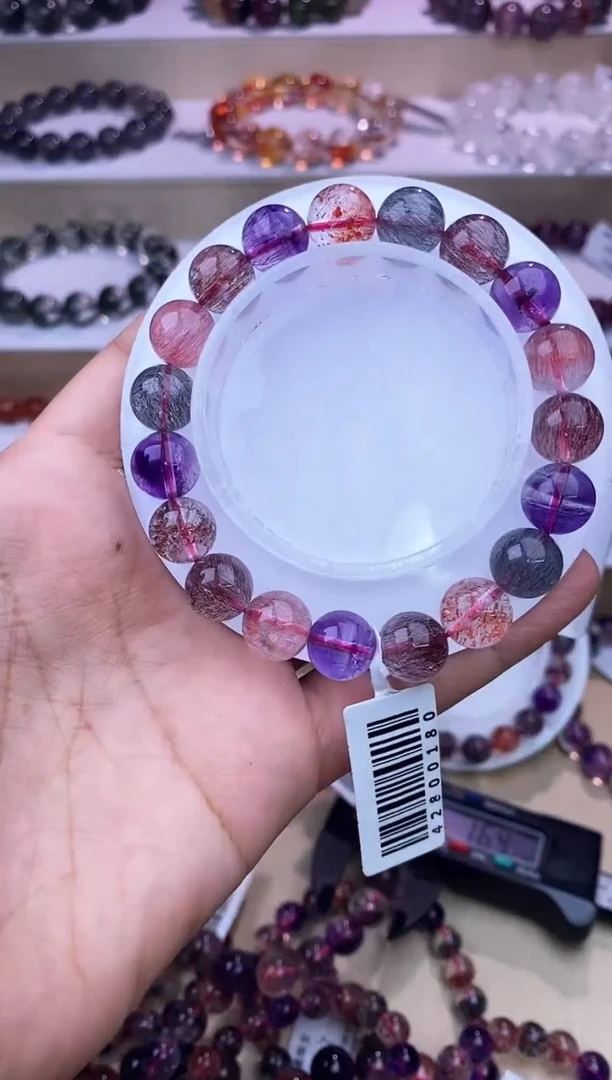水晶手链未镶嵌黑加仑超七单圈m+