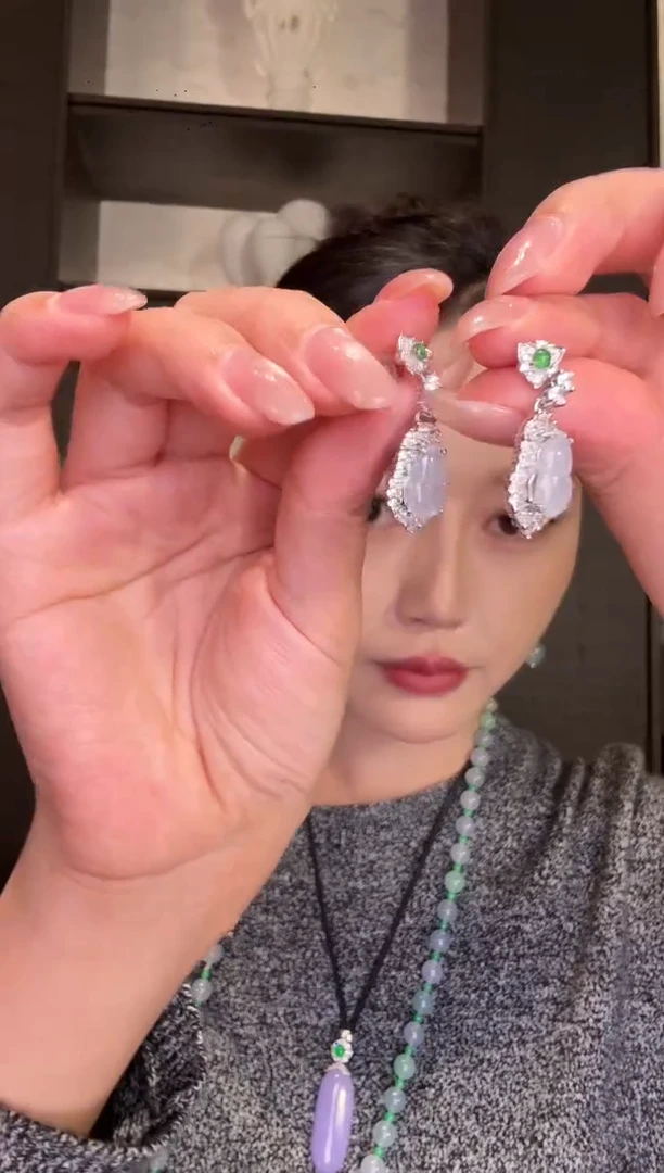 银S925镶嵌翡翠耳饰94