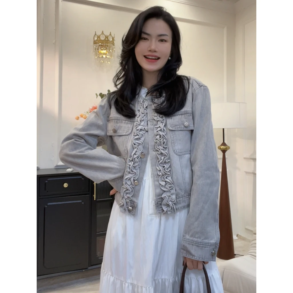 【陨落】春季百搭款时尚欧若风新款牛仔欧若风外套女