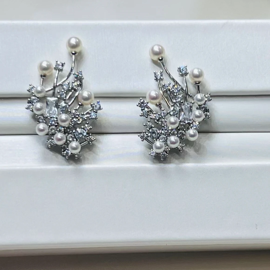 【时宜推荐】|高定烟花| 淡水珍珠耳钉 复古