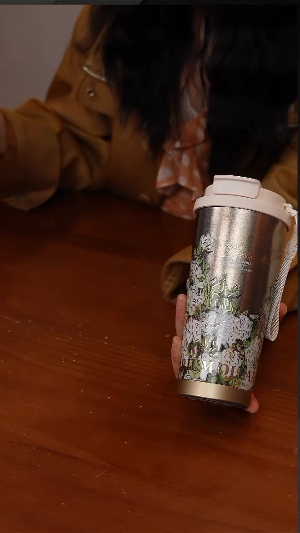 陶113-梵高系列纯钛咖啡杯520ml-白玫瑰