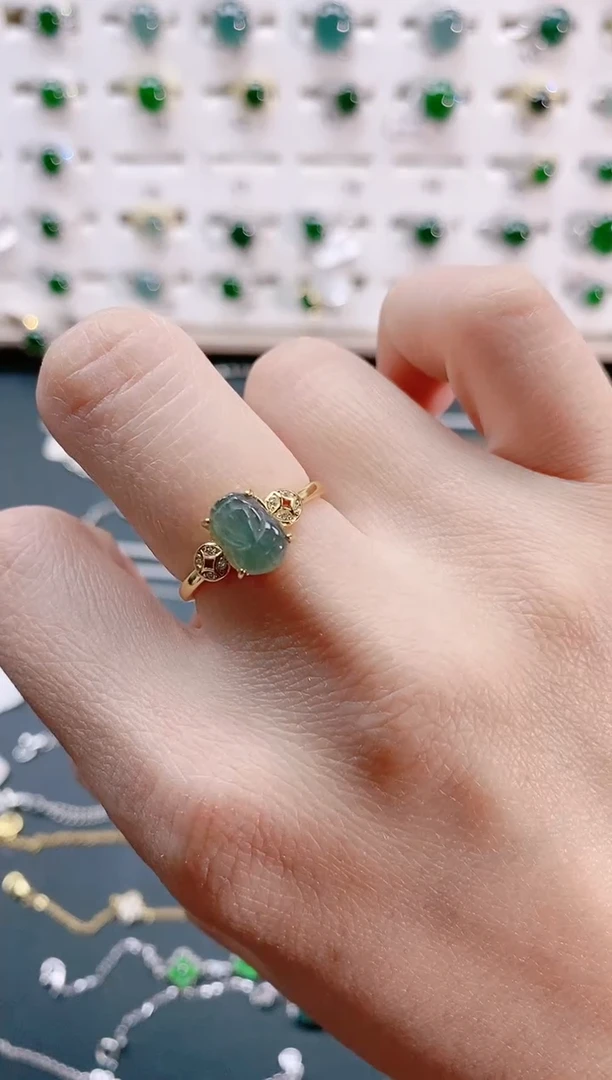 【闪购商品】翡翠戒指银S925镶嵌天然翡翠