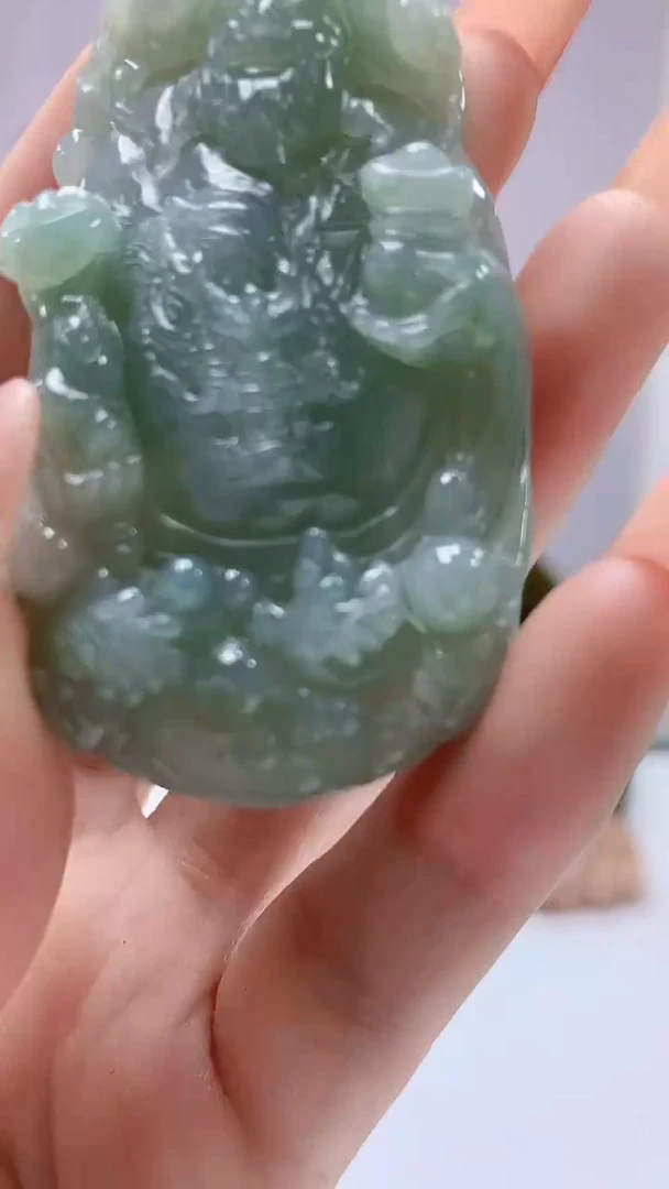 【闪购商品】定制翡翠未镶嵌4917DD-毛货挂件财神84