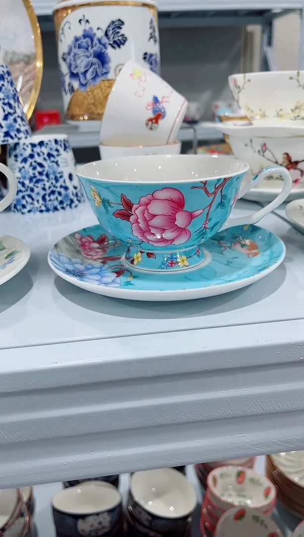 瓷片陶瓷瓷片（简装）咖啡杯碟一套