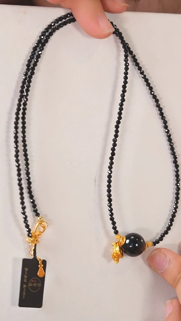 未镶嵌项链尖晶石E2937 金运石 黑尖晶 项链