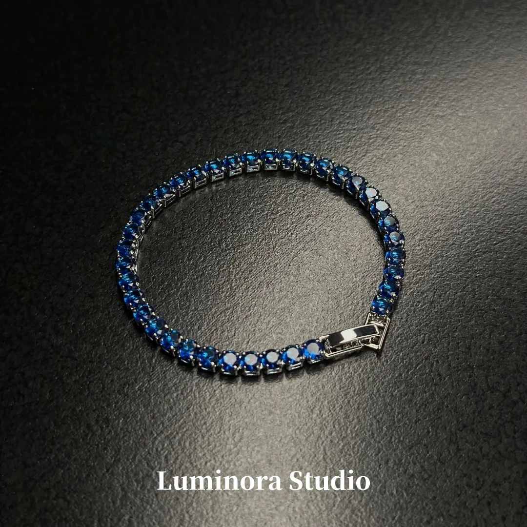 铜合金手链 蓝调时刻Vintage复古古著手链小众设计满钻高级感手饰