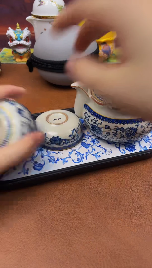 陶瓷茶具摆件旅行套组