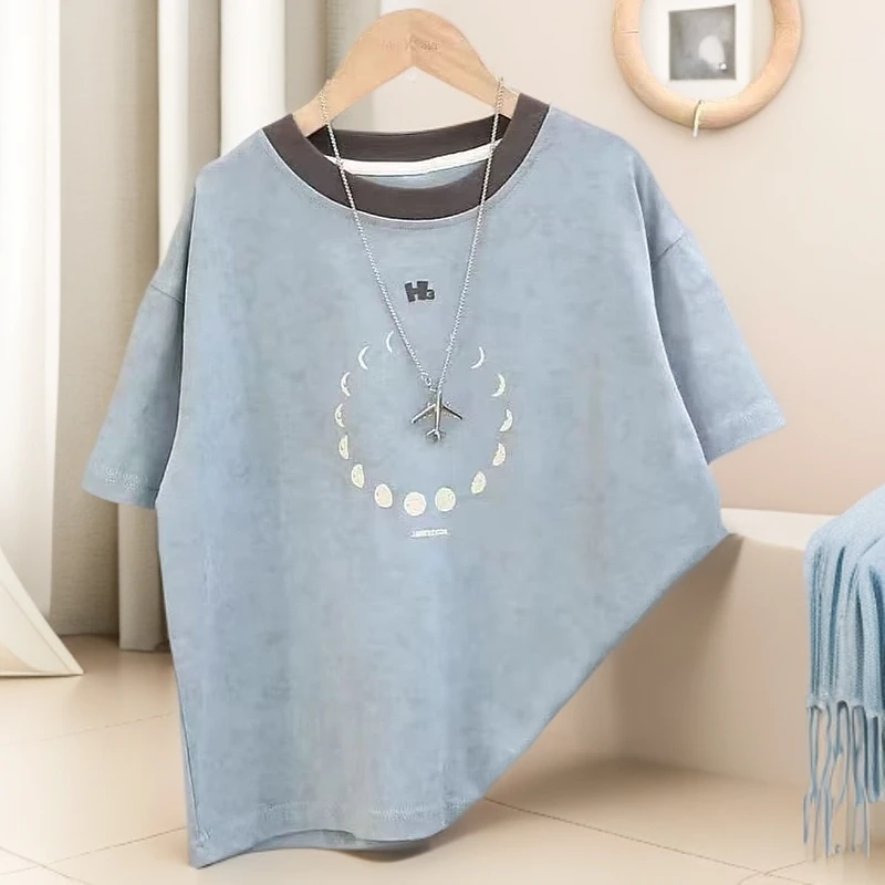 夏季儿童韩版时尚百搭短袖休闲宽松印花