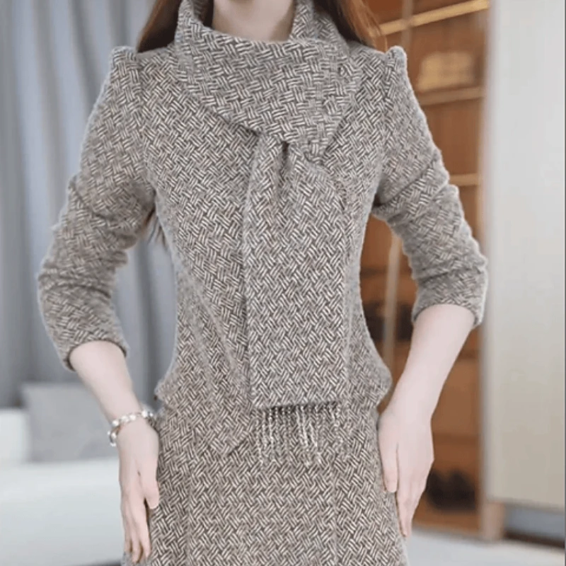 B853【上衣+半身裙】2025冬季新款时尚加绒加厚保暖休闲精致套装