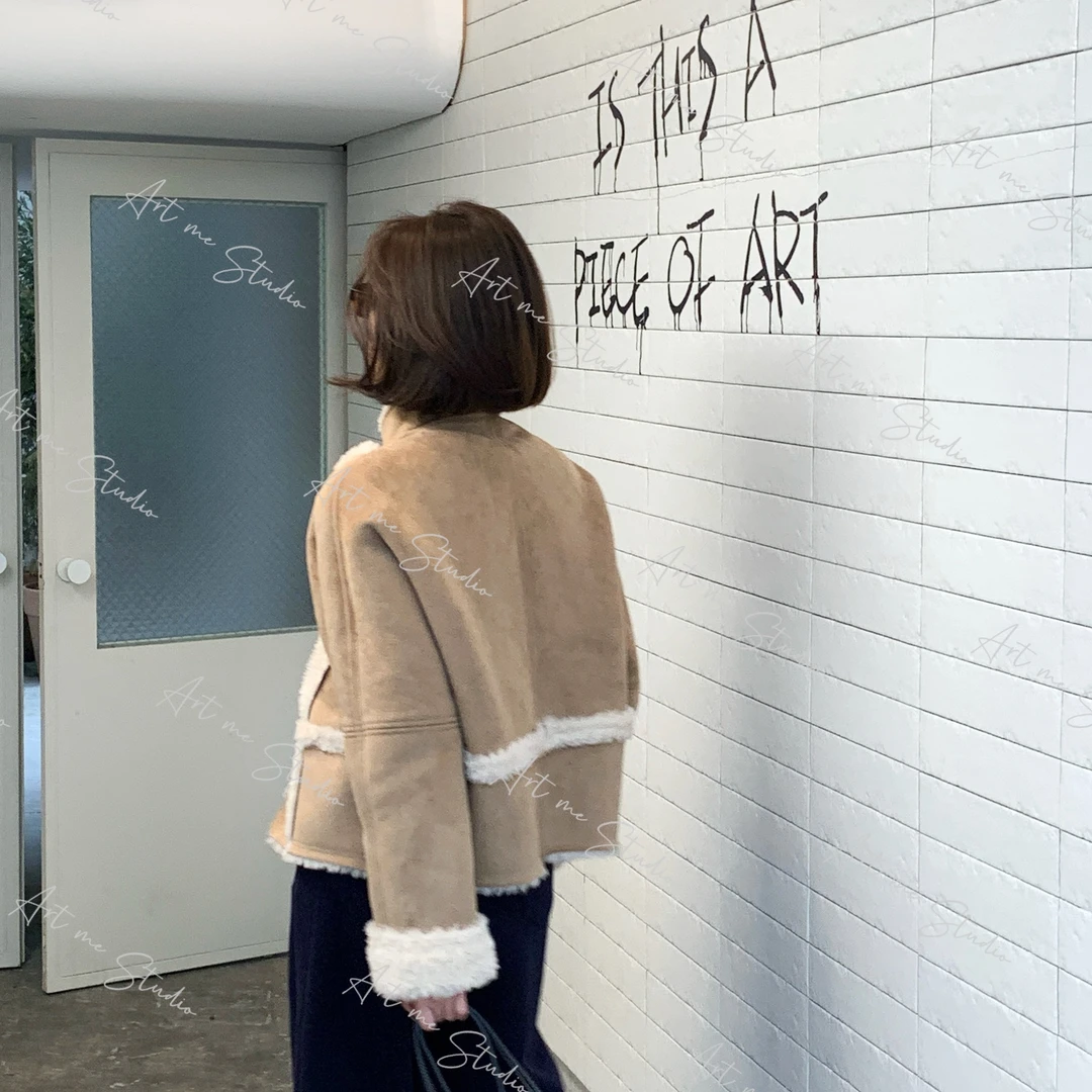 3姐【ART ME】100绵羊毛拼接奶芙芙两穿厚实无束缚感外套1116w24531
