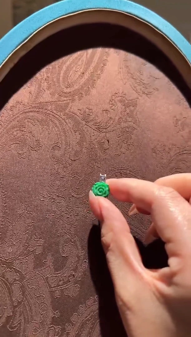 翡翠银S925镶嵌吊坠(不含链)红翡绿翠