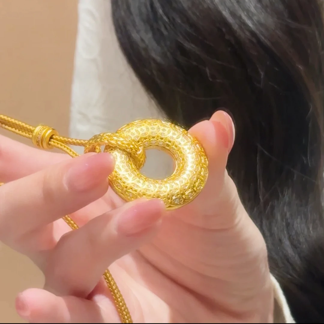 铜合金吊坠 新中式平安扣镂空吊坠项链女