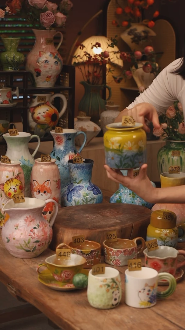 陶瓷景德镇设计师手作花器摆件侘寂风532