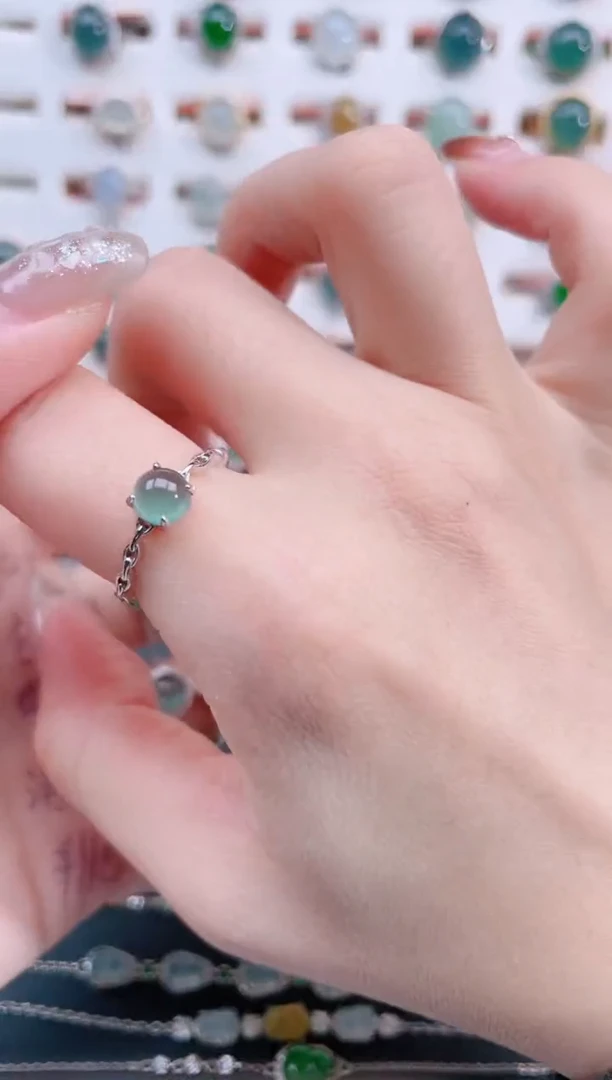 银S925镶嵌戒指翡翠天然翡翠