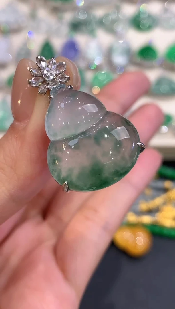 吊坠(不含链)18K金镶嵌翡翠a163