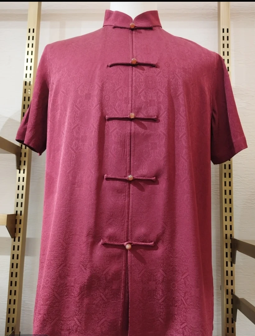 老美华夏季男士立领中式盘扣衬衫432107039