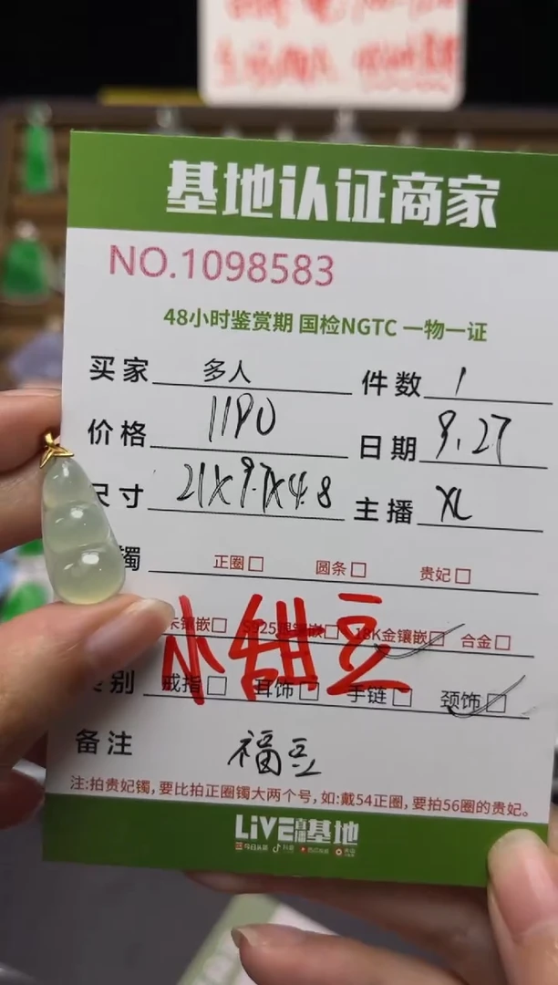 吊坠(不含链)18K金镶嵌翡翠多人