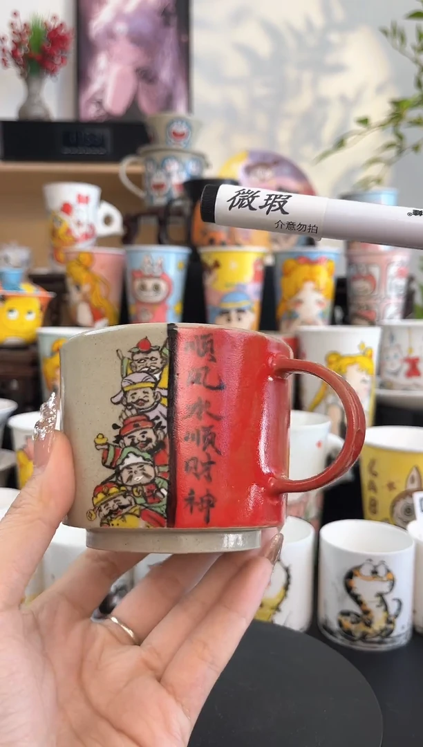 【闪购商品】摆件手工手绘陶瓷小杯杯