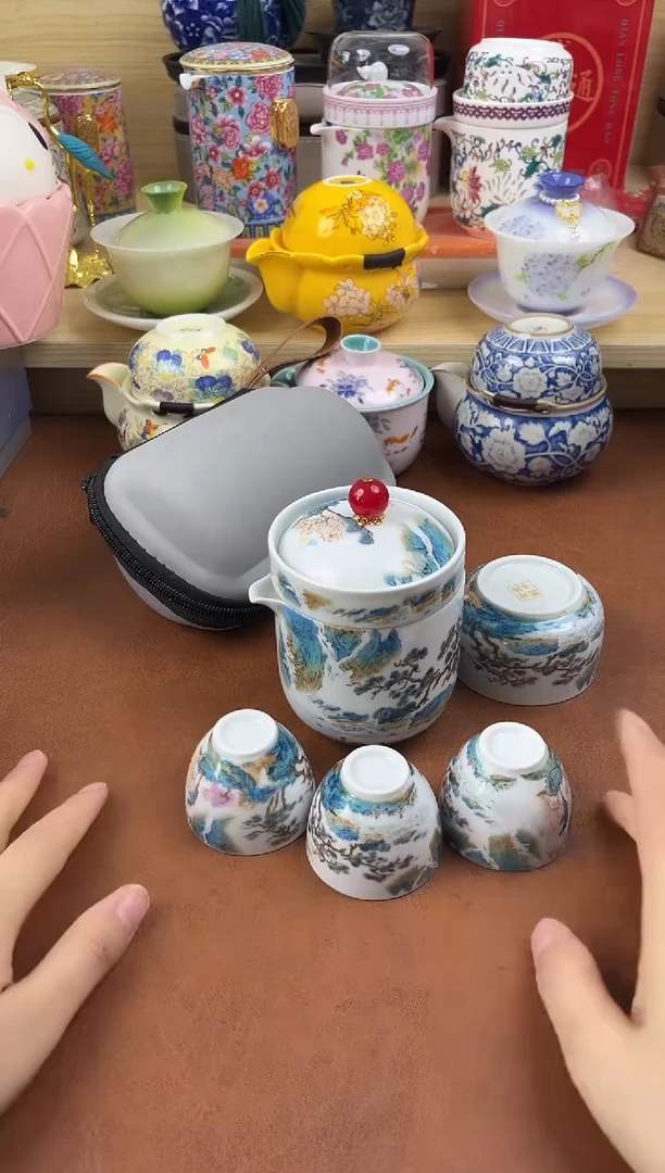 陶陶瓷茶具摆件旅行套组