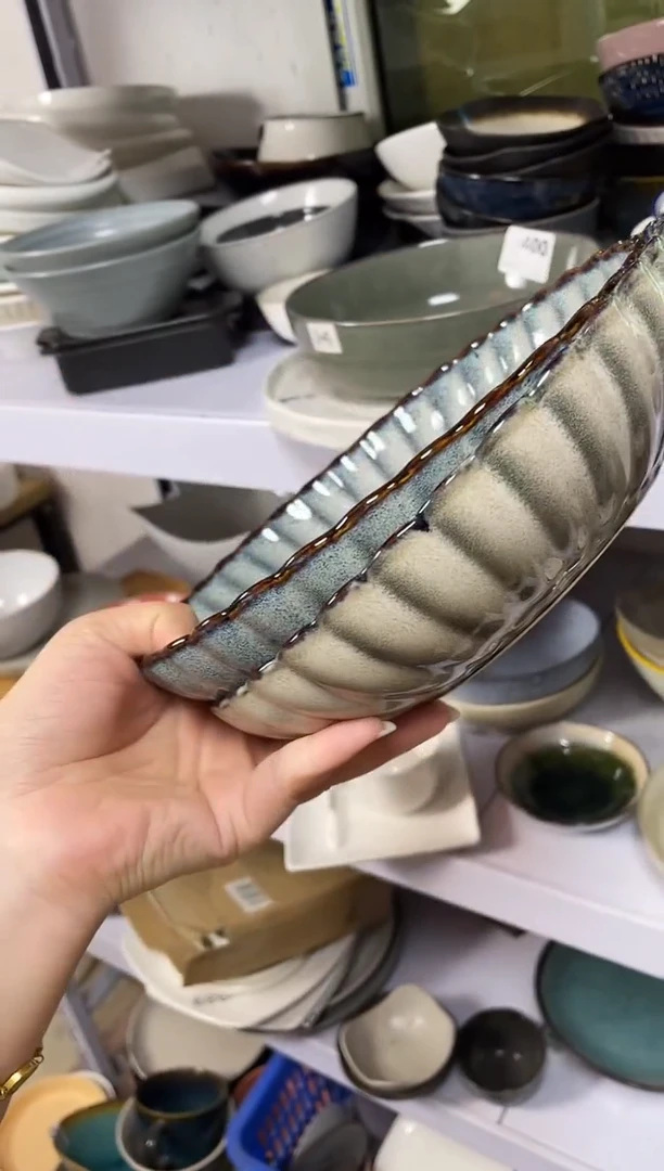 瓷微瑕（2个装）天目菊米蓝深盘