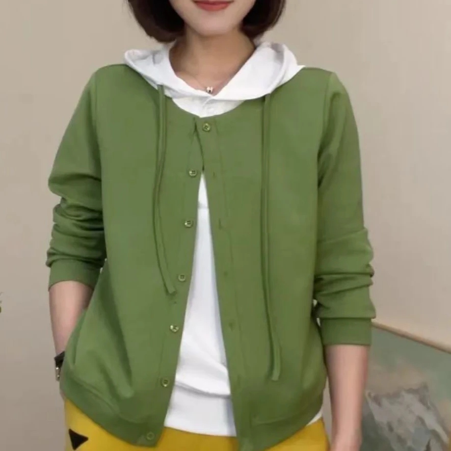 2025春装时尚百搭长袖假两件气质遮肚显瘦宽松修身春游出行衣服