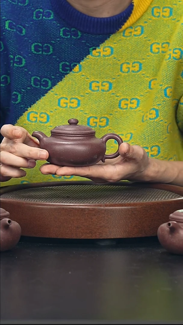 茶壶紫砂仿古-紫玉金砂-全手工微微瑕 容量-190cc