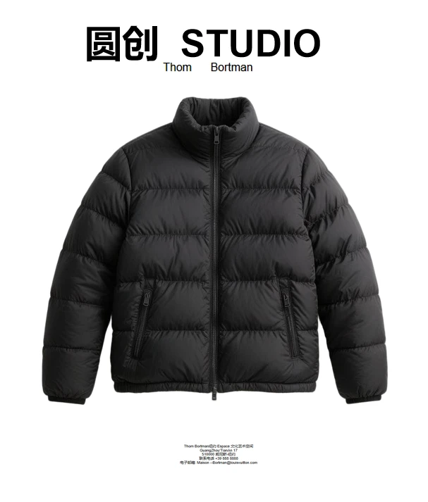 【大美专属】老花黑色立领羽绒服男- YF5021