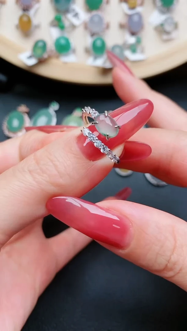 银S925镶嵌戒指翡翠...