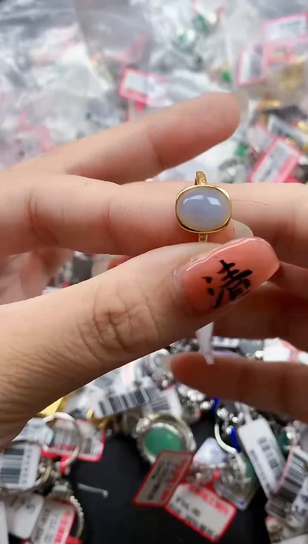 银S925镶嵌戒指翡翠天然A货缅甸翡翠