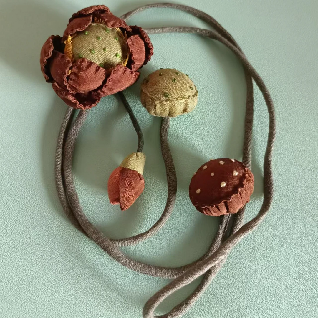 非金属布艺项链 秋冬新款 荷花项链 中式搭配  百搭气质