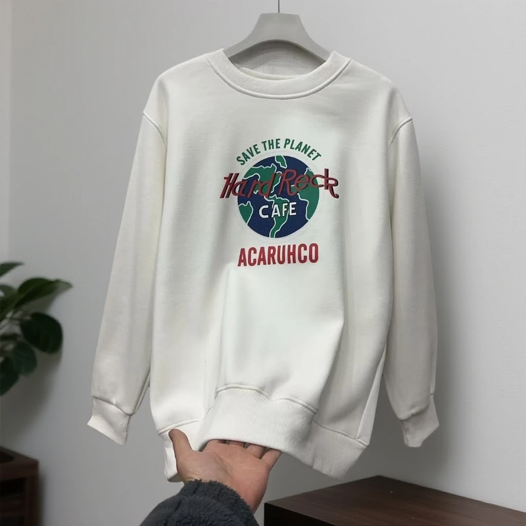 22915/22920#【衣长65左右】秋冬圆领印花潮流时尚休闲加绒卫衣