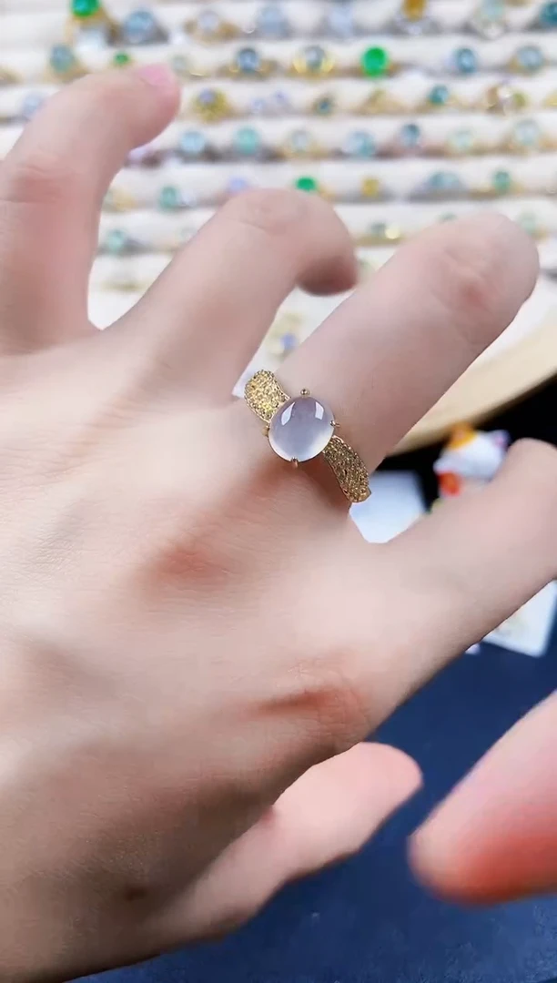 翡翠戒指银S925镶嵌12349