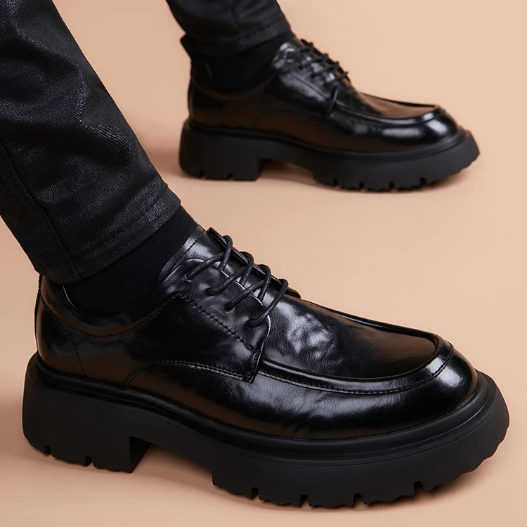 男鞋秋季新款防滑透气厚底商务正装休闲皮鞋潮流百搭结婚鞋子