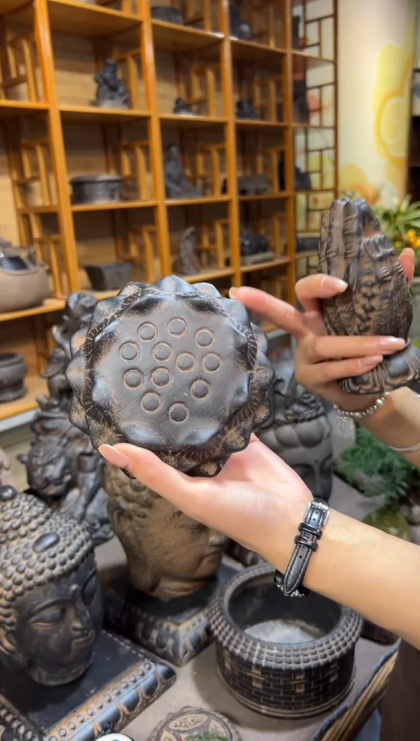 陶土【火山泥】莲蓬实心底座