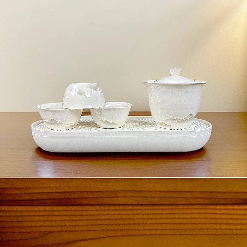 岂有远山一壶三杯旅行茶具套装带茶盘