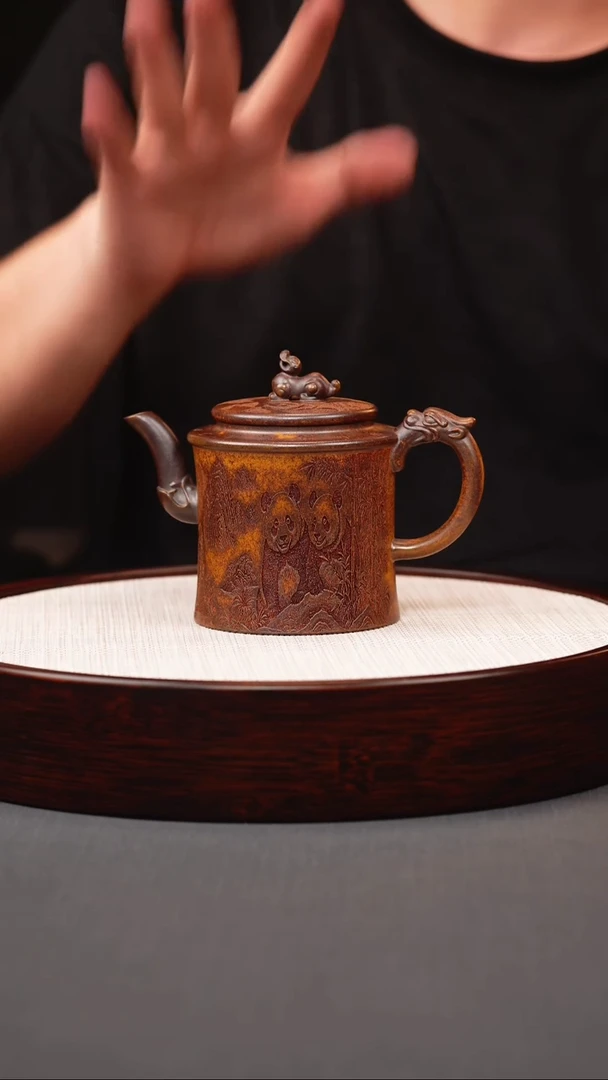 茶壶紫砂熊猫竹节