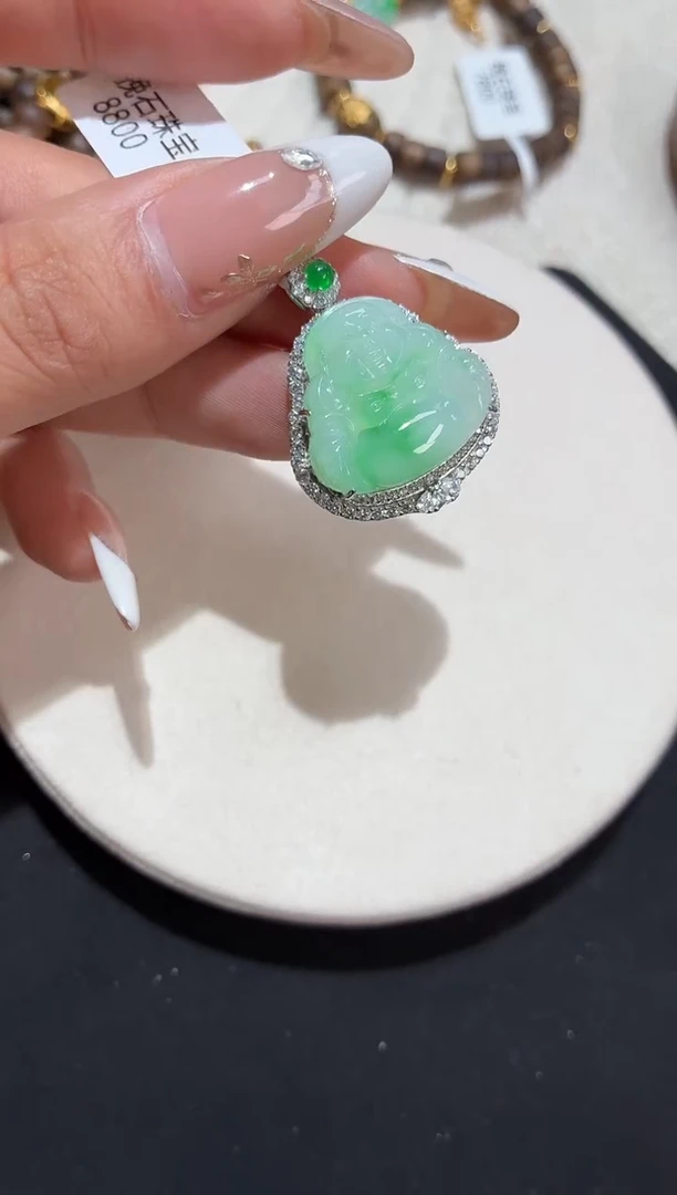 吊坠(不含链)银S925镶嵌翡翠【挽石珠宝】佛公