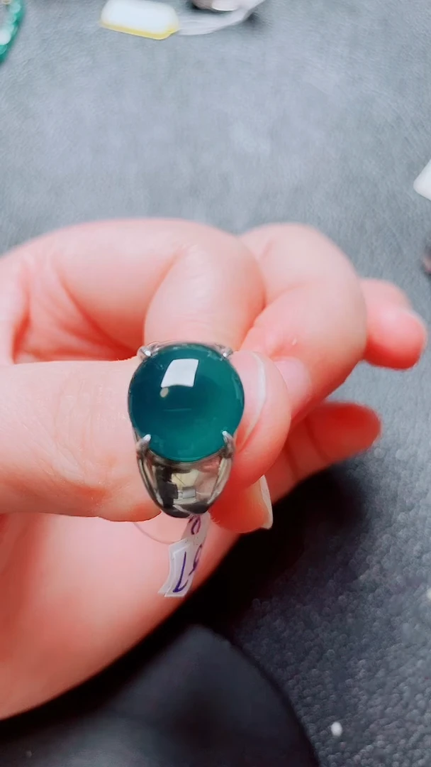 银S925镶嵌戒指翡翠翡翠