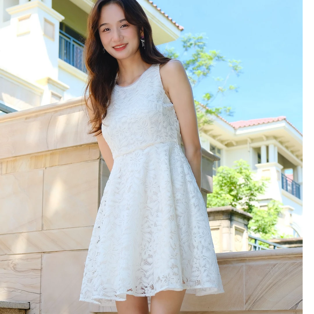 OU.蕾丝连衣裙1122320676气质显瘦白色夏季收腰