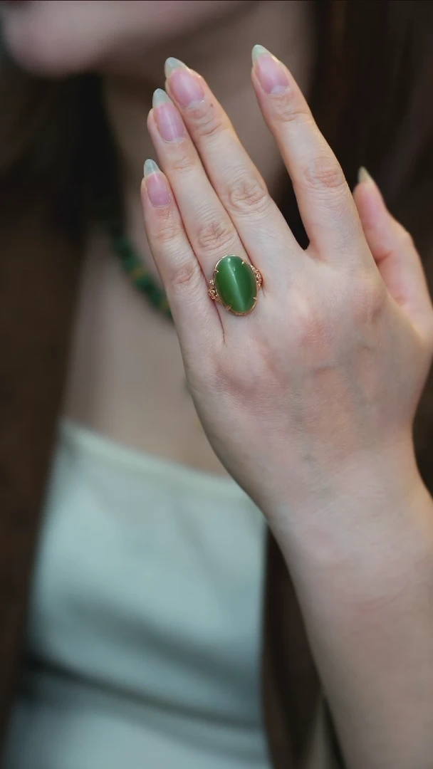 18K金镶嵌戒指和田玉C22-40 戒指