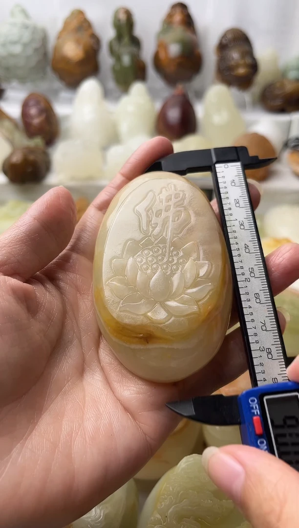 石材方解石棉纹正常不退换佛莲花