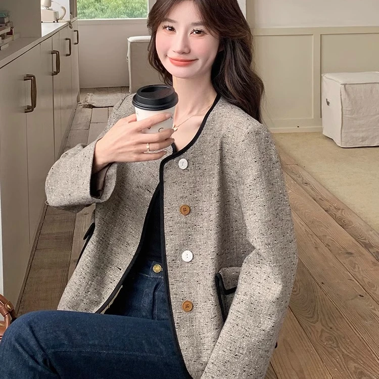 韩系小香风外套女春季2025新款高级感超好看时髦显瘦气质短款上衣