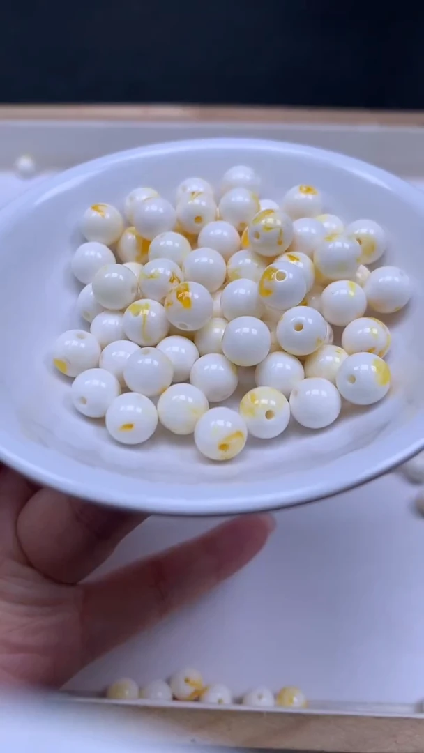 裸石蜜蜡未镶嵌M24骨瓷白 蜡8mm25个9.9元