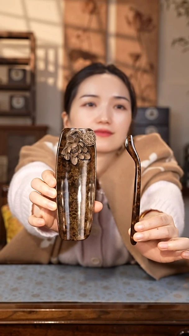 乌木类家具金丝楠阴沉木 满纹茶则