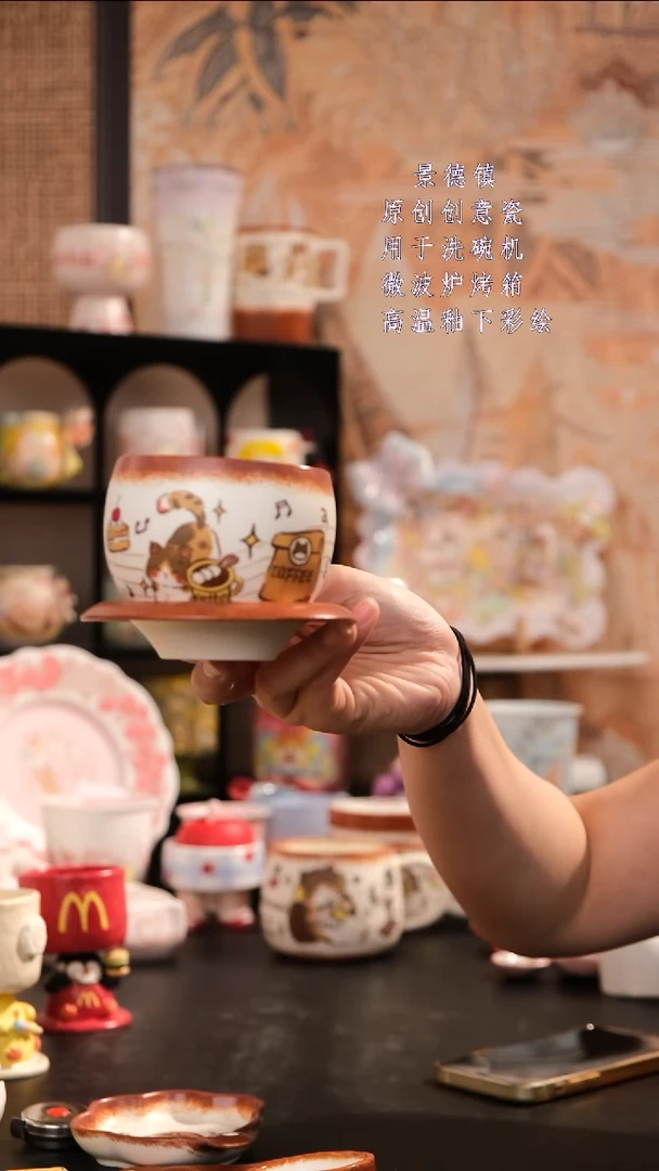 摆件景德镇手工手绘设计师款