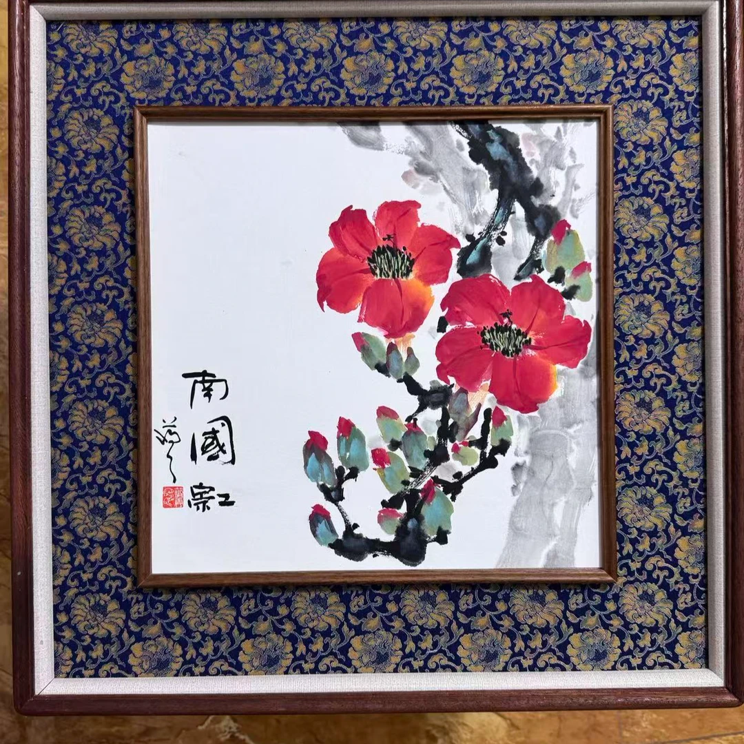 27花开富贵牡丹花自贴画客厅玄关国风竖版现代装饰