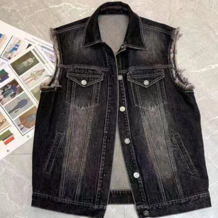 0421-02 牛仔马夹单排扣女装马夹  KYS 91165