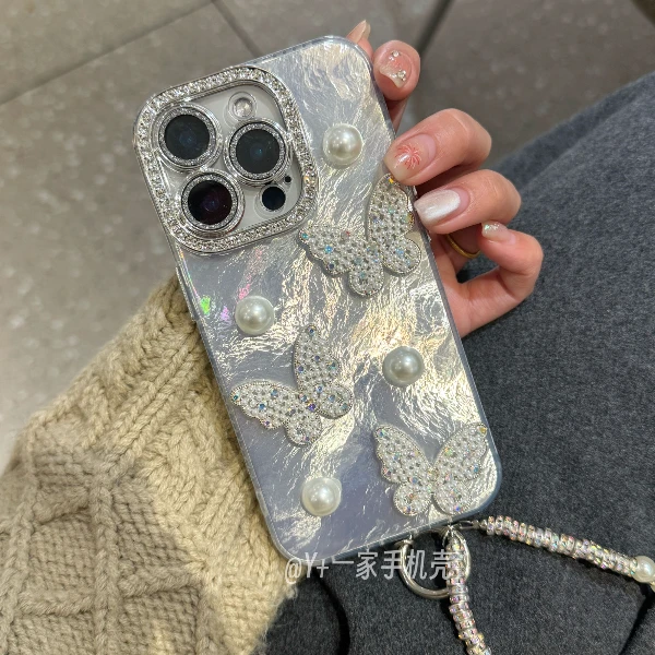 自带镜头膜高级感蝴蝶适用于苹果16手机壳iPhone15promax14/13/12