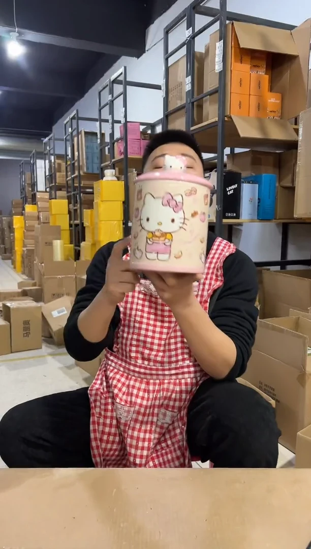 【闪购商品】杯B款粉色kt储物罐 陶瓷材质